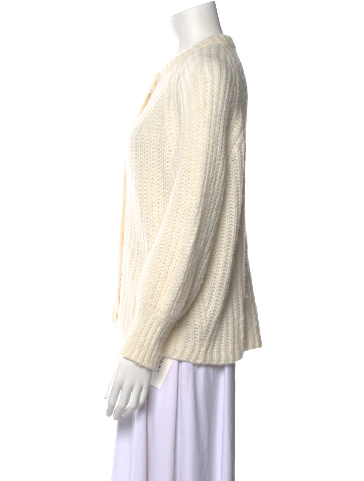 La Maille Sezane Alpaca Crew Neck Button-Up Top