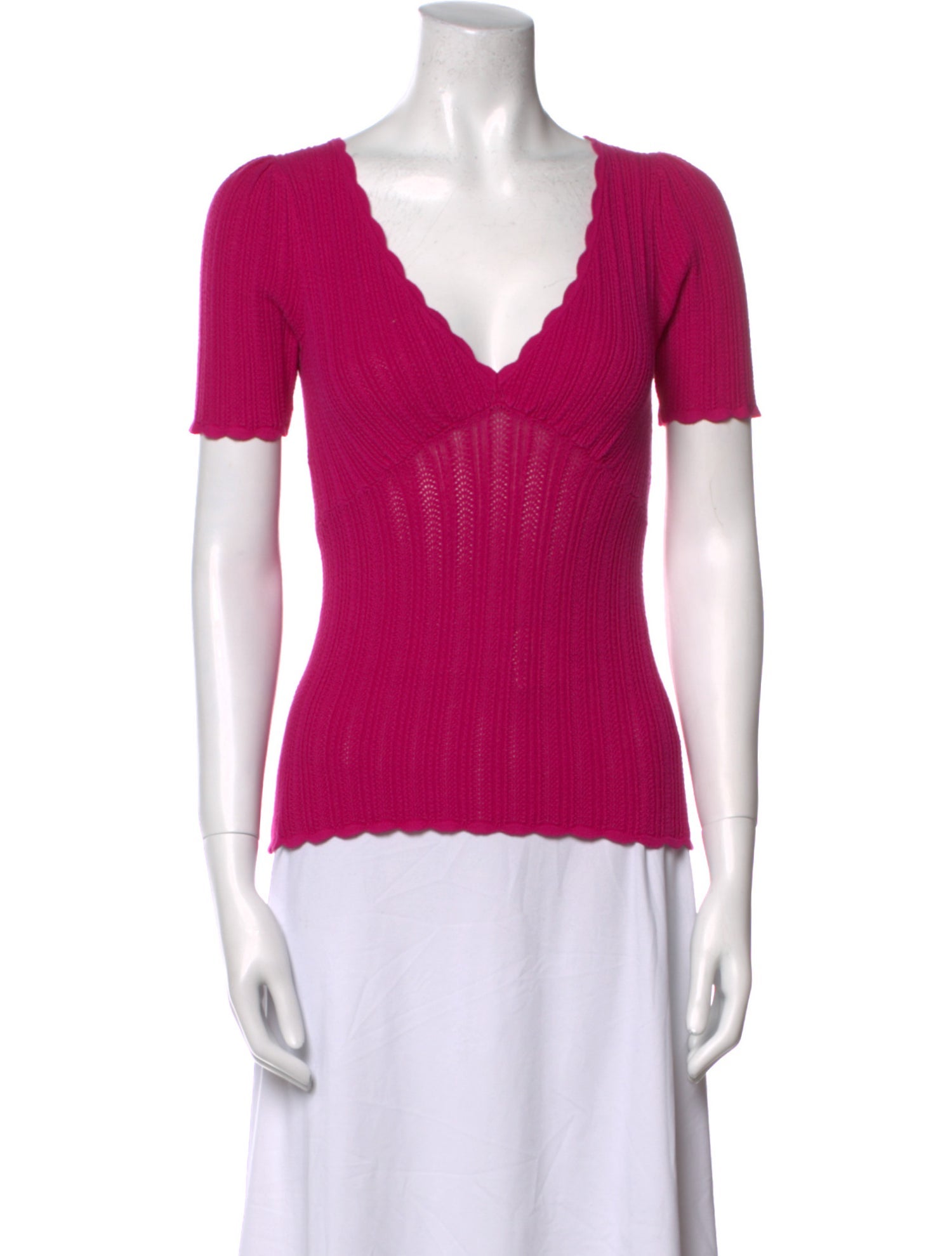 La Maille Sezane V-Neck Short Sleeve T-Shirt