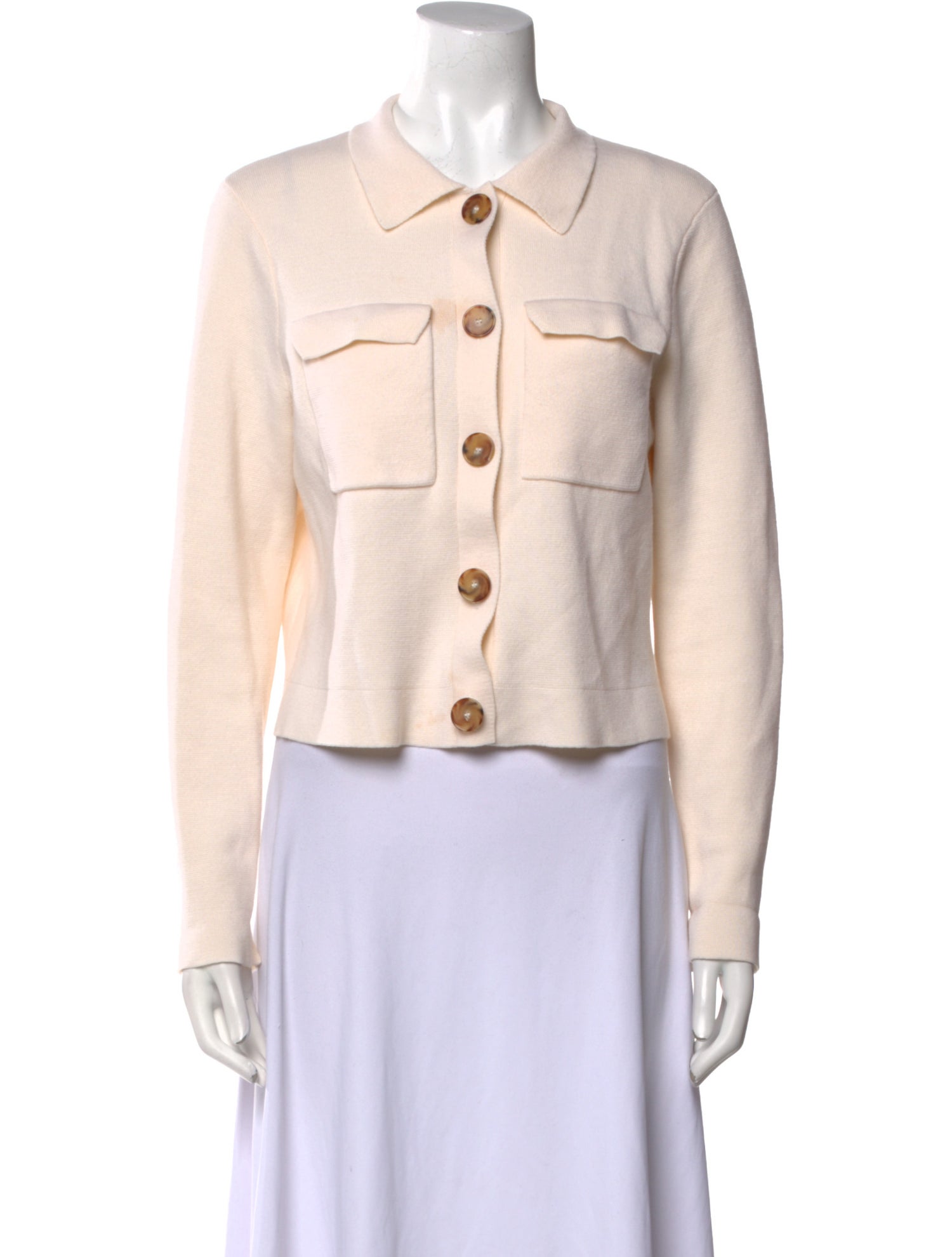 La Maille Sezane Merino Wool Long Sleeve Button-Up Top