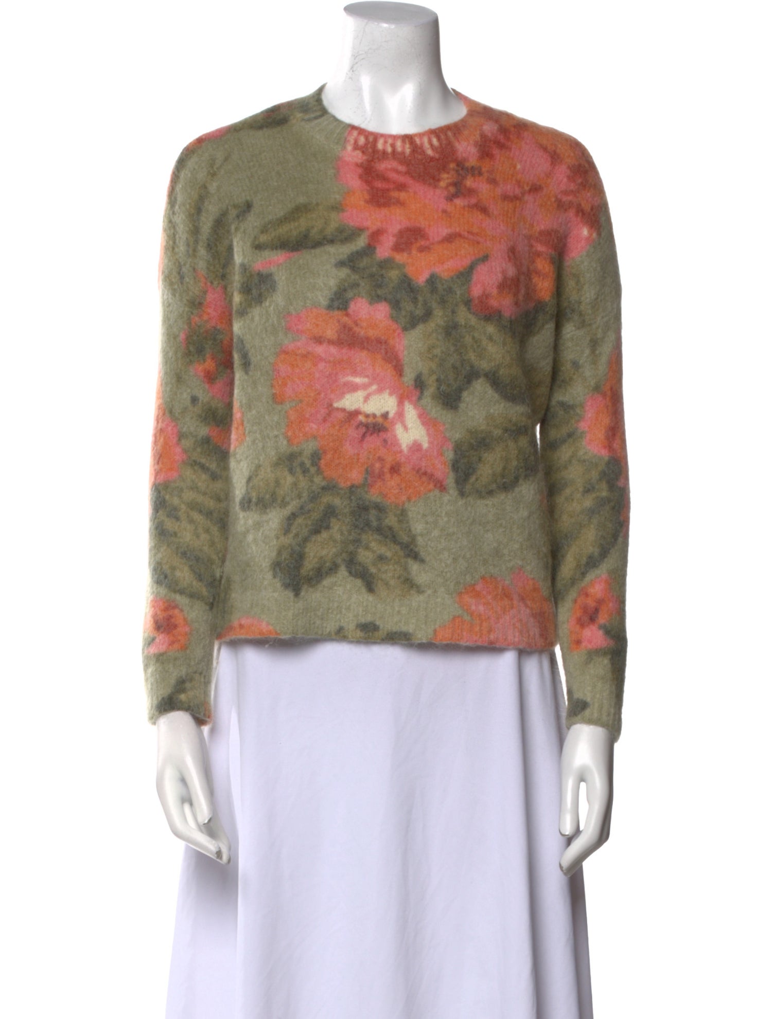 La Maille Sezane Floral Print Crew Neck Sweater