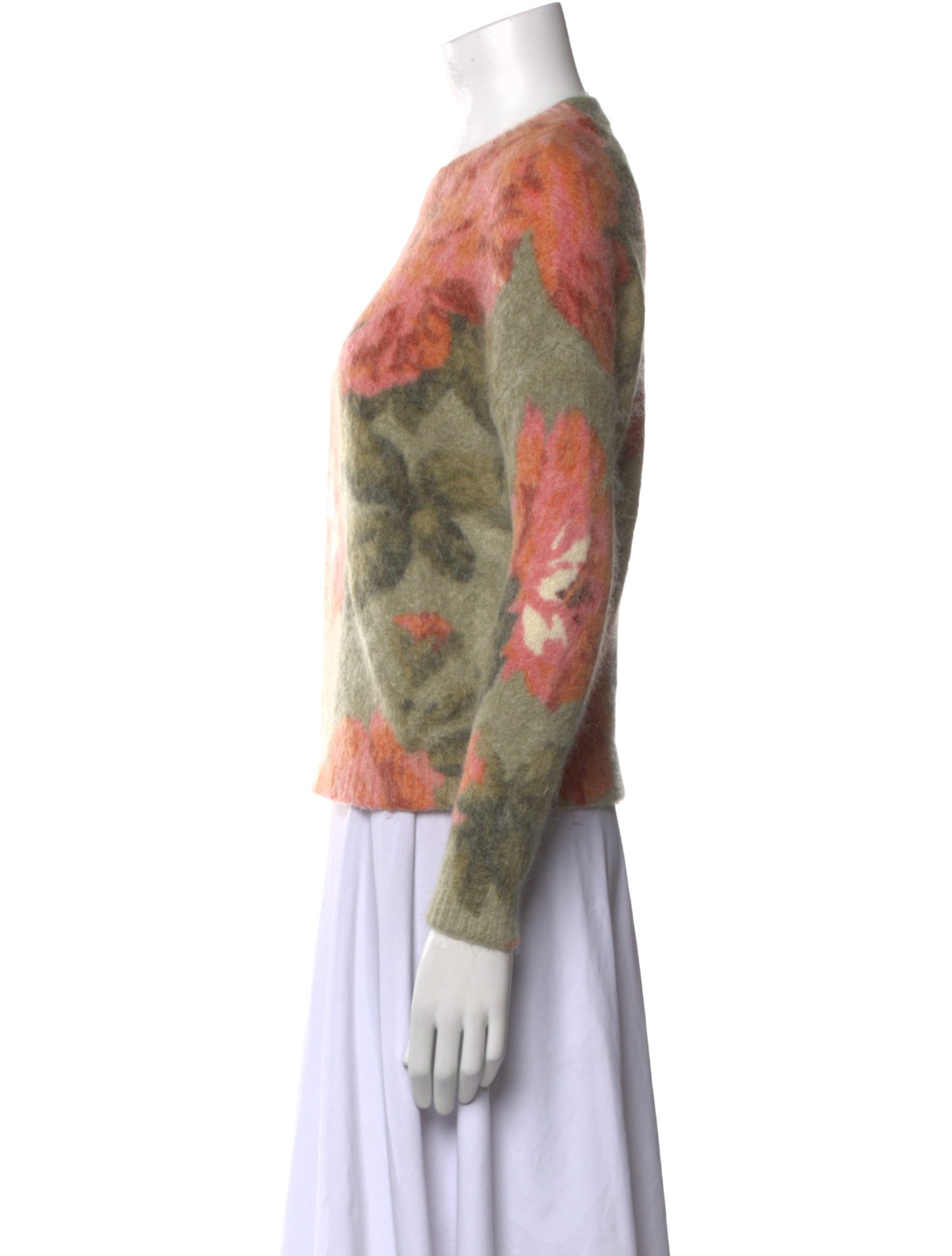 La Maille Sezane Floral Print Crew Neck Sweater