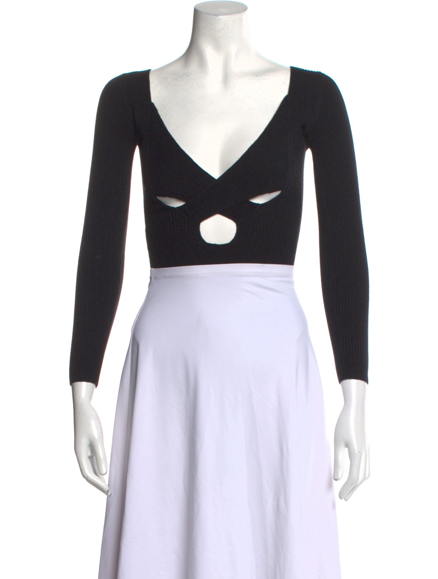 La Maille Sezane V-Neck Three-Quarter Sleeve Bodysuit