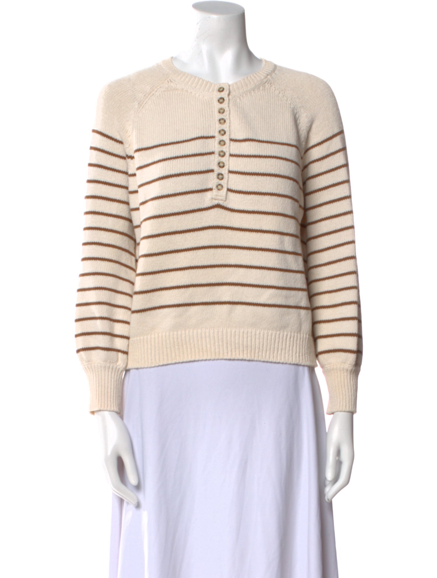 La Maille Sezane Striped Crew Neck Sweater