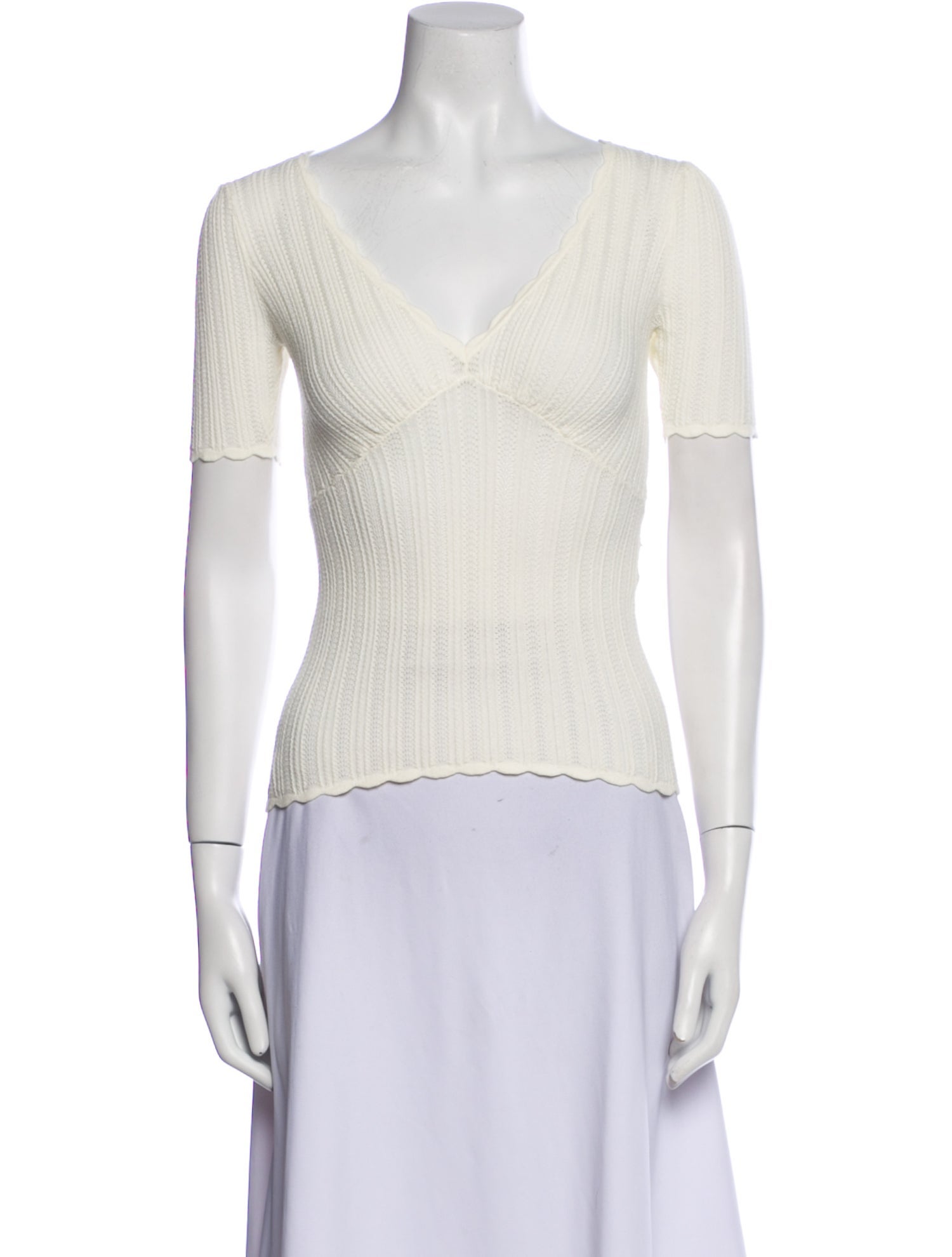 La Maille Sezane V-Neck Short Sleeve Top