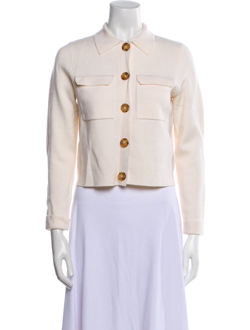 La Maille Sezane Merino Wool Long Sleeve Button-Up Top