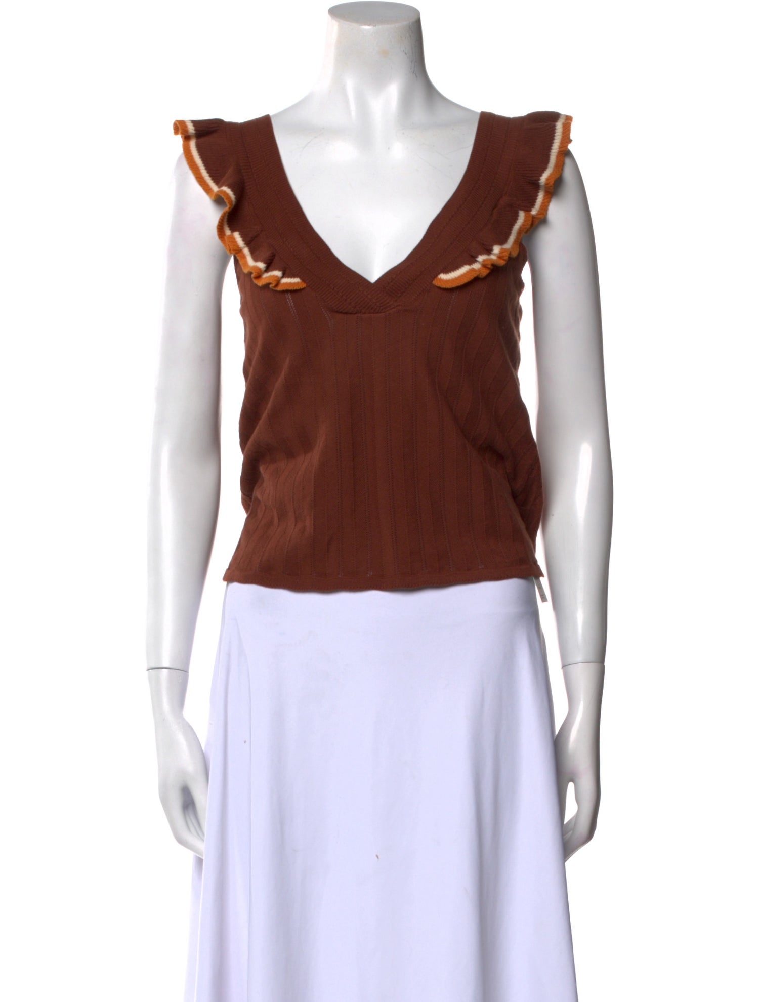 La Maille Sezane V-Neck Sleeveless Crop Top