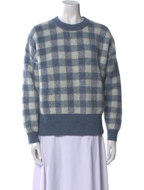 La Maille Sezane Plaid Print Crew Neck Sweater