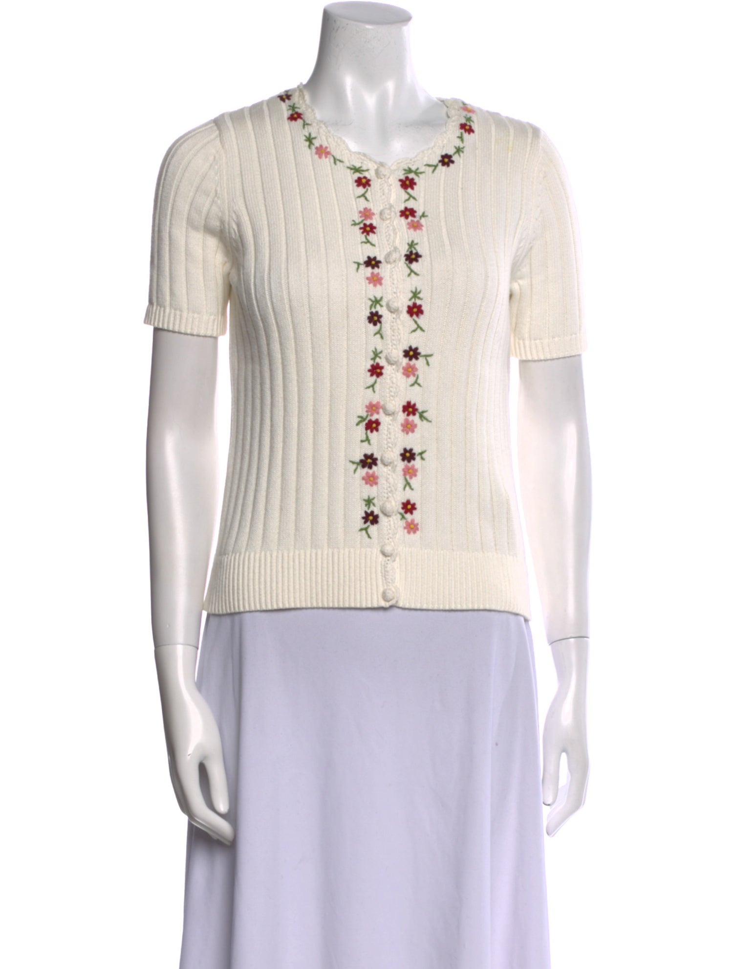 La Maille Sezane Crew Neck Short Sleeve Top