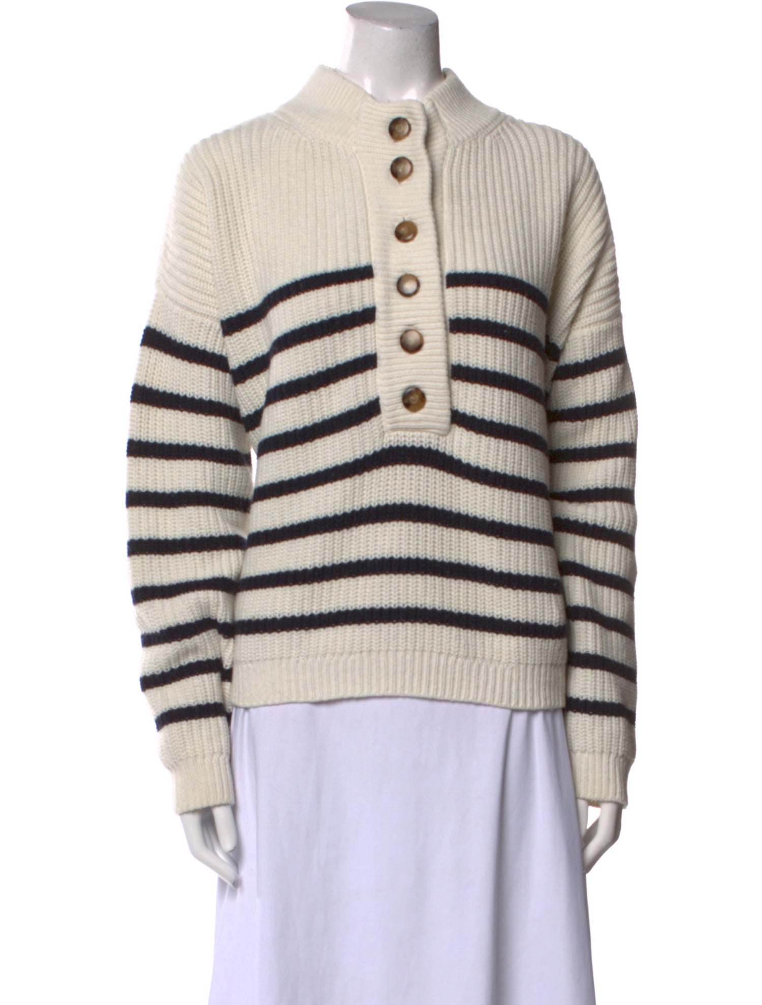 La Maille Sezane Striped Crew Neck Sweater
