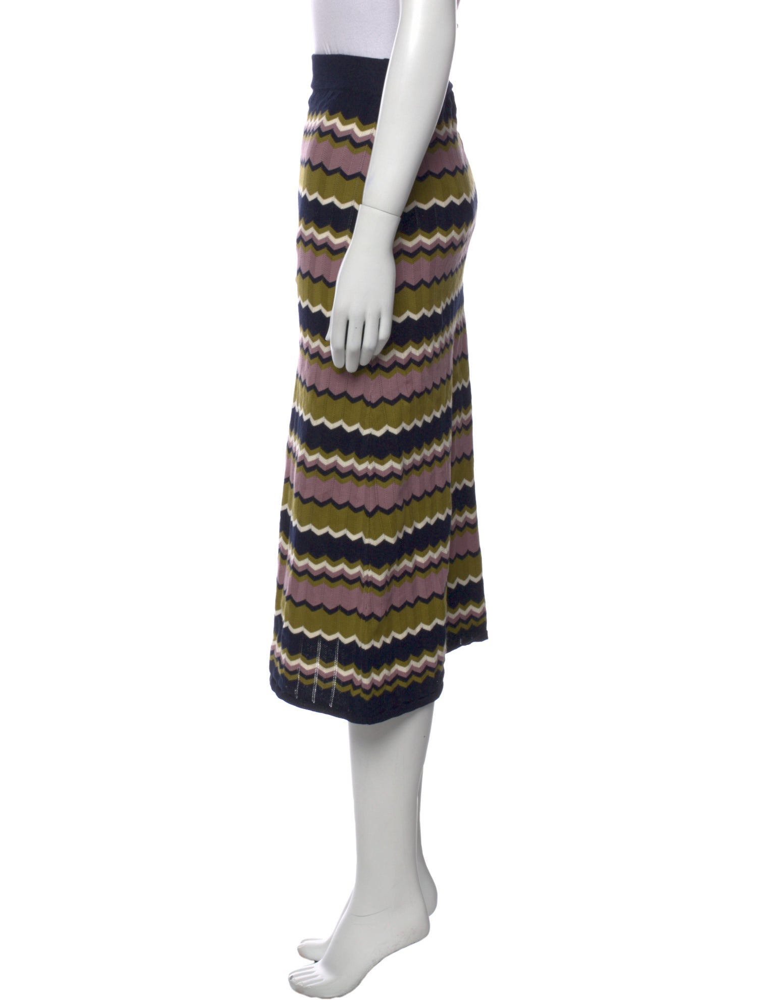 La Maille Sezane Striped Midi Length Skirt