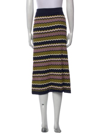 La Maille Sezane Striped Midi Length Skirt