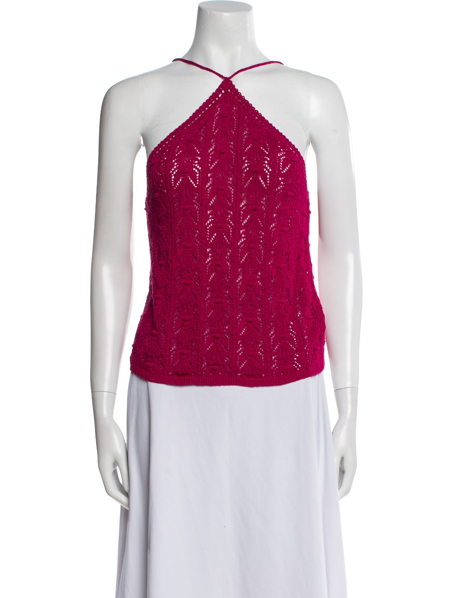 La Maille Sezane Lace Pattern Halterneck Top