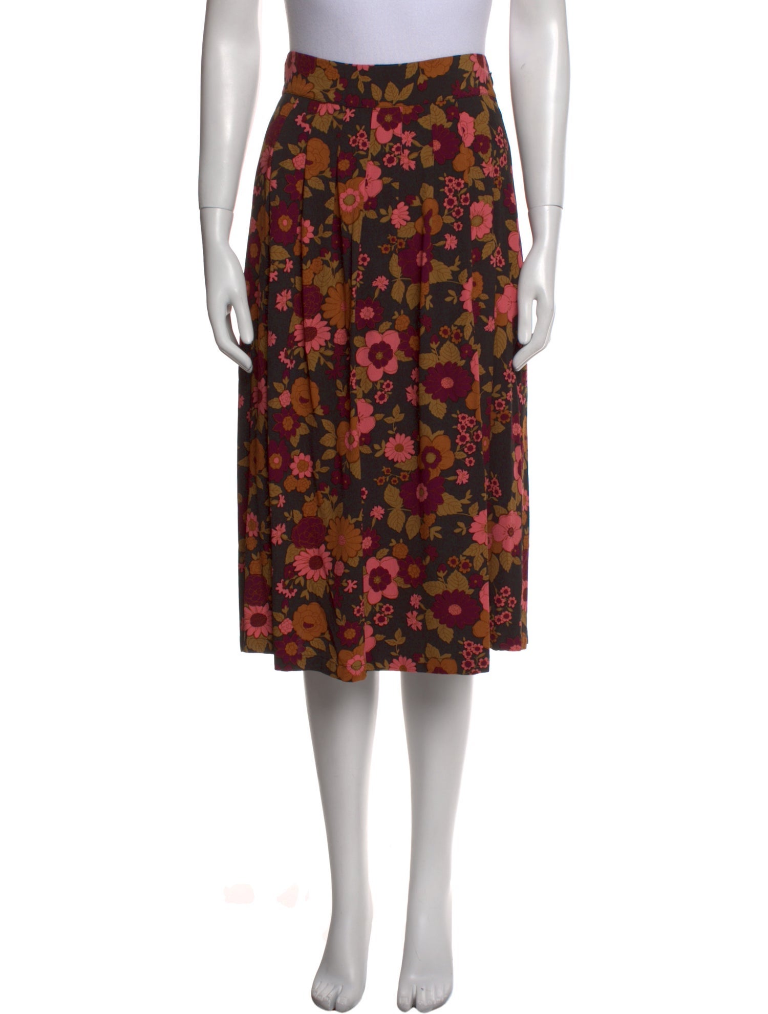 La Maille Sezane Floral Print Midi Length Skirt