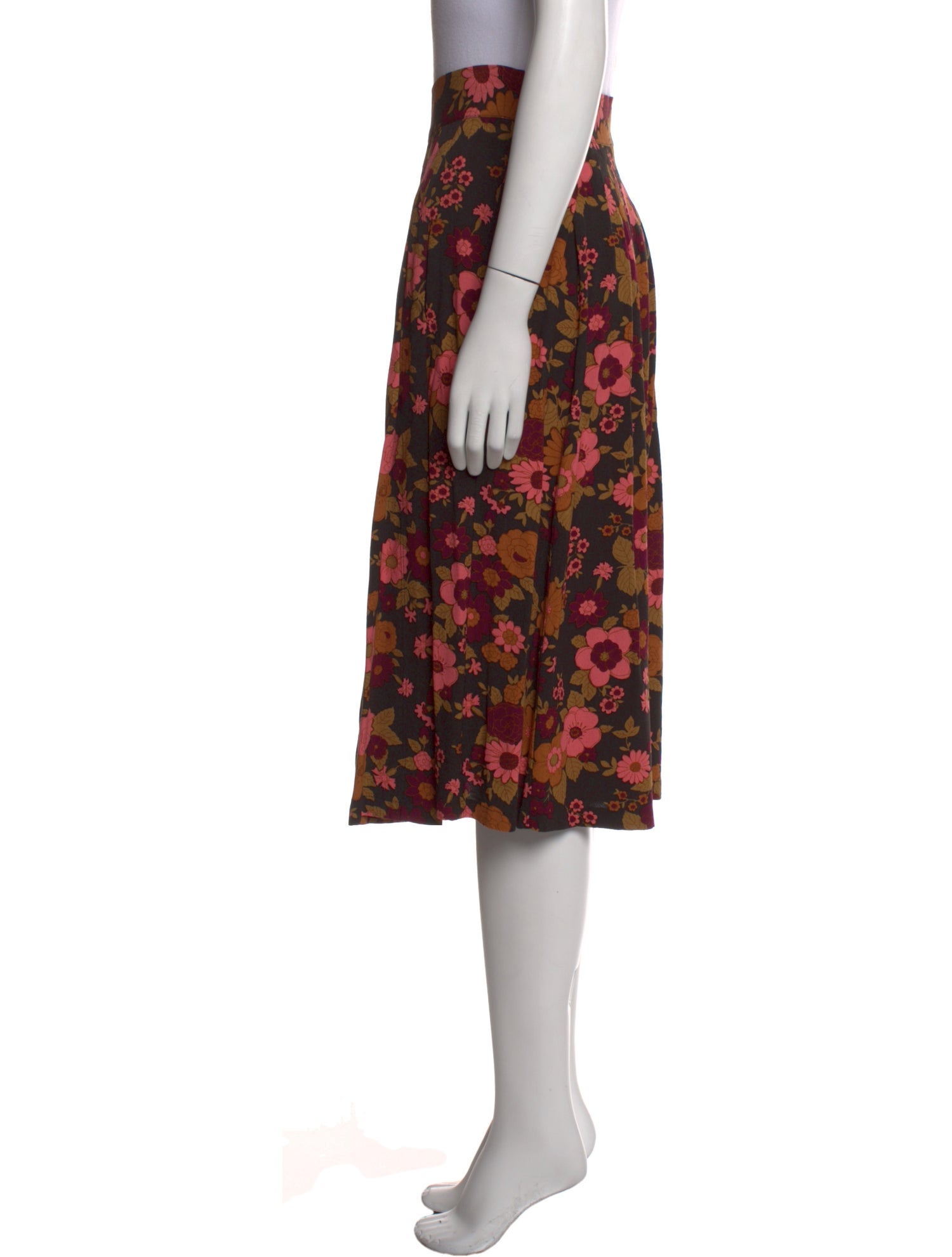 La Maille Sezane Floral Print Midi Length Skirt