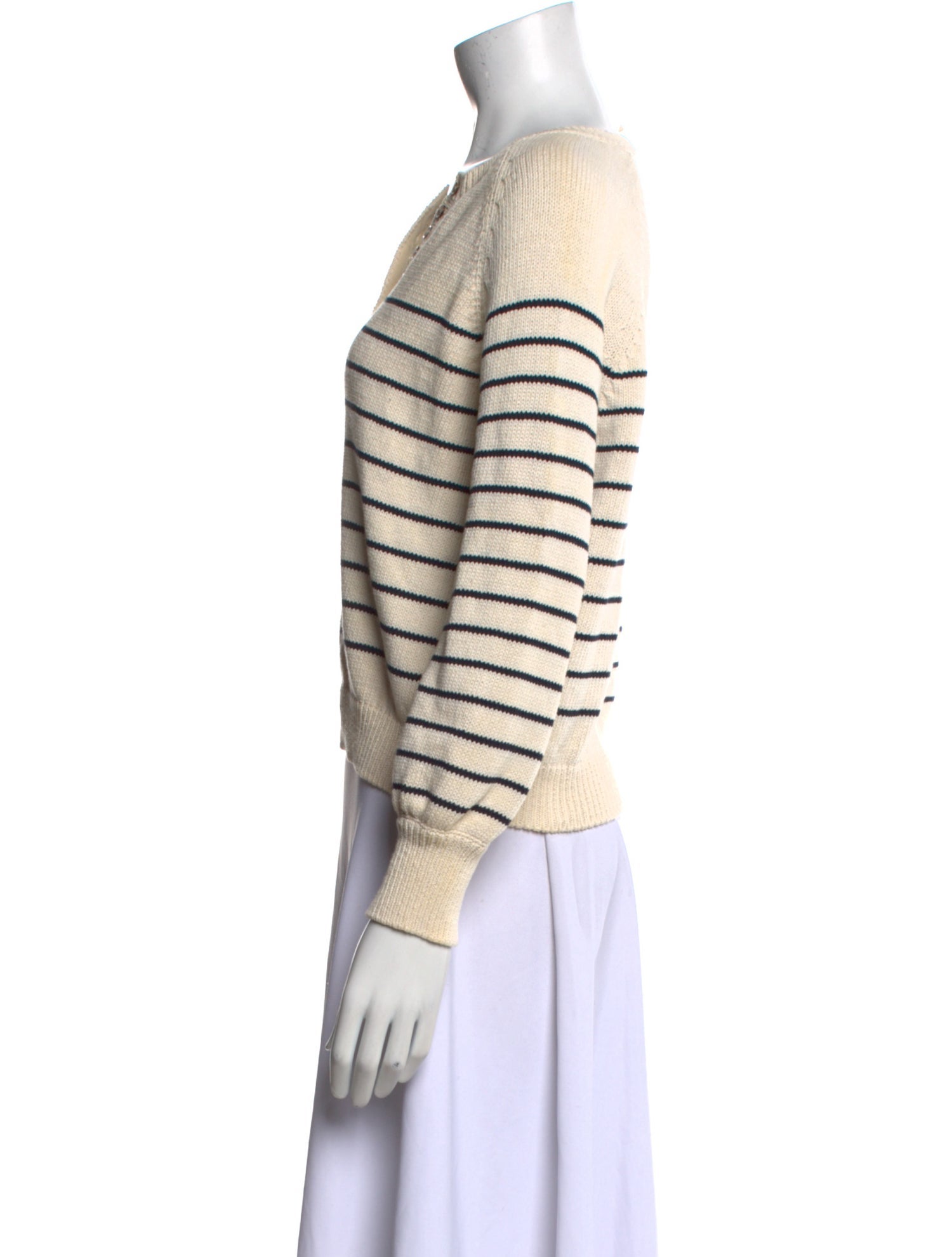 La Maille Sezane Striped V-Neck Sweater
