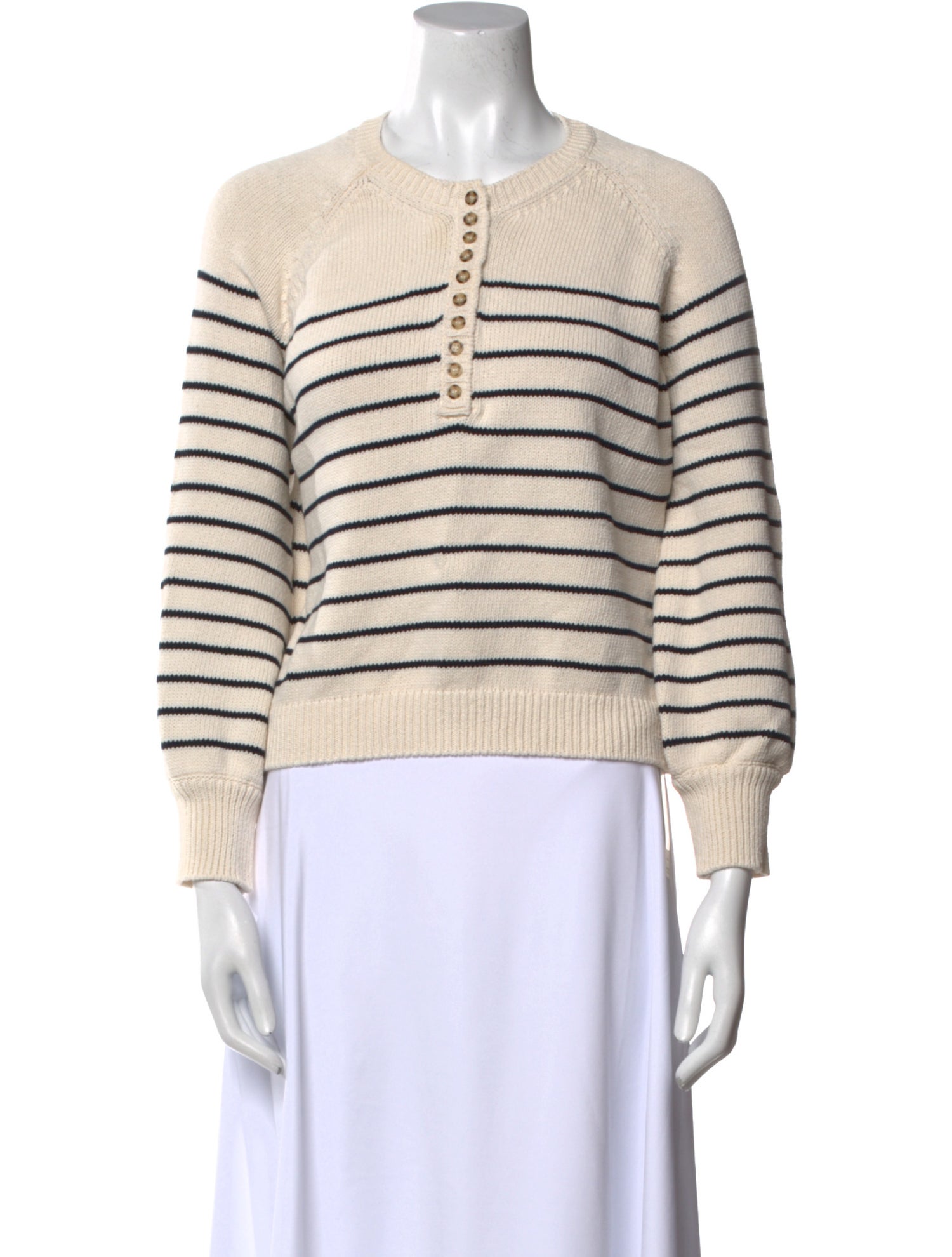 La Maille Sezane Striped Crew Neck Sweater