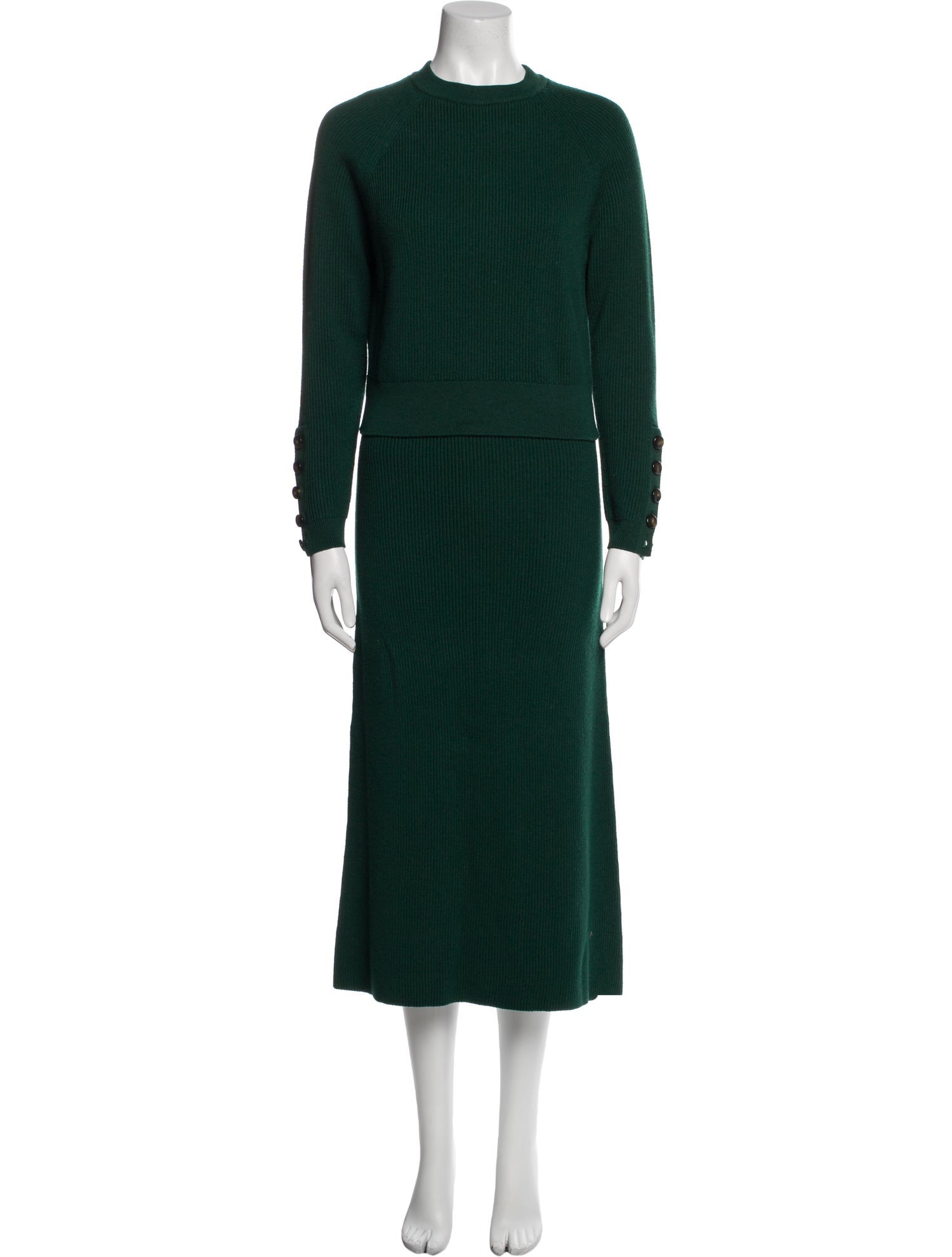 La Maille Sezane Merino Wool Beaded Accents Skirt Set
