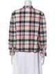 La Maille Sezane Plaid Print Mock Neck Button-Up Top