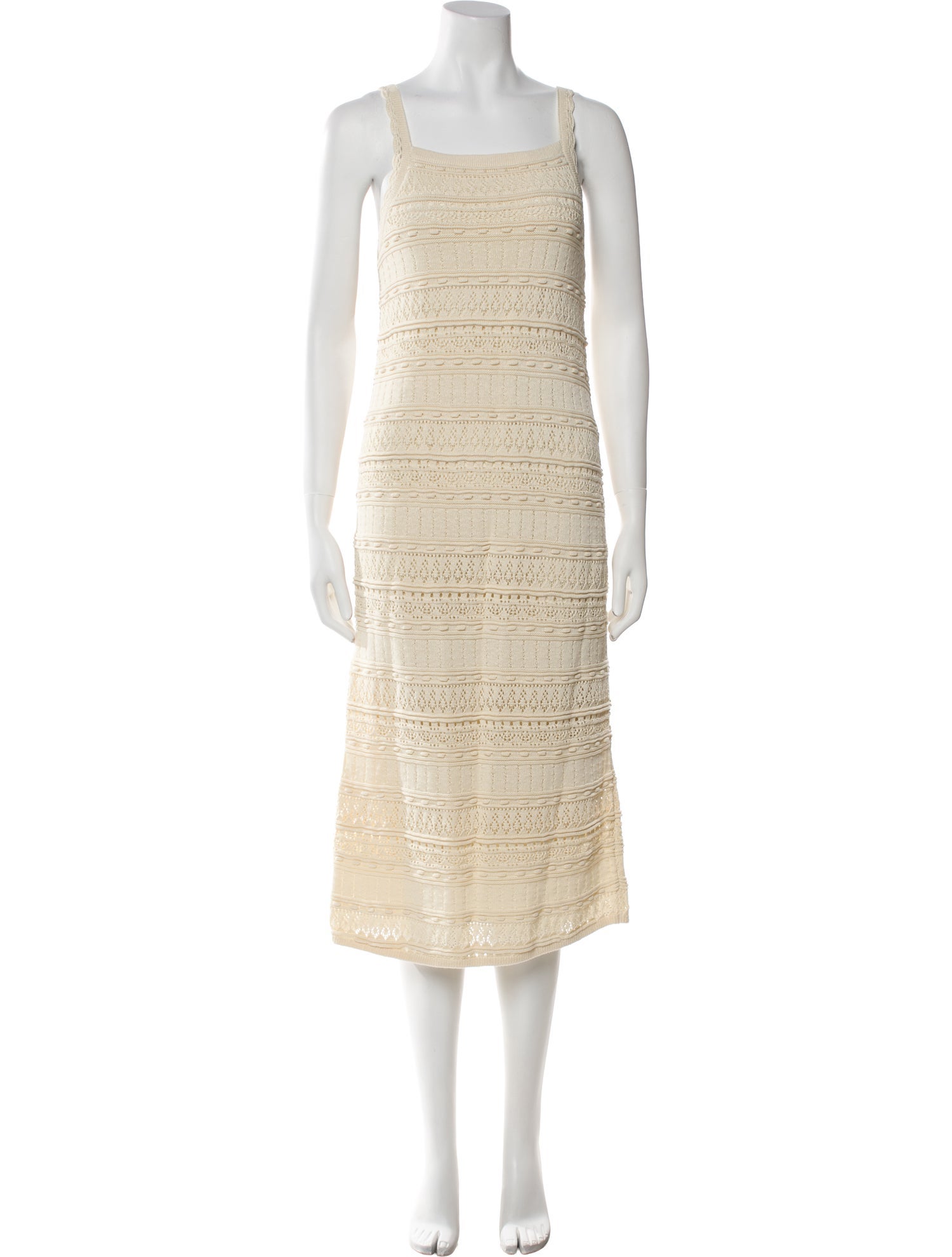 La Maille Sezane Square Neckline Midi Length Dress