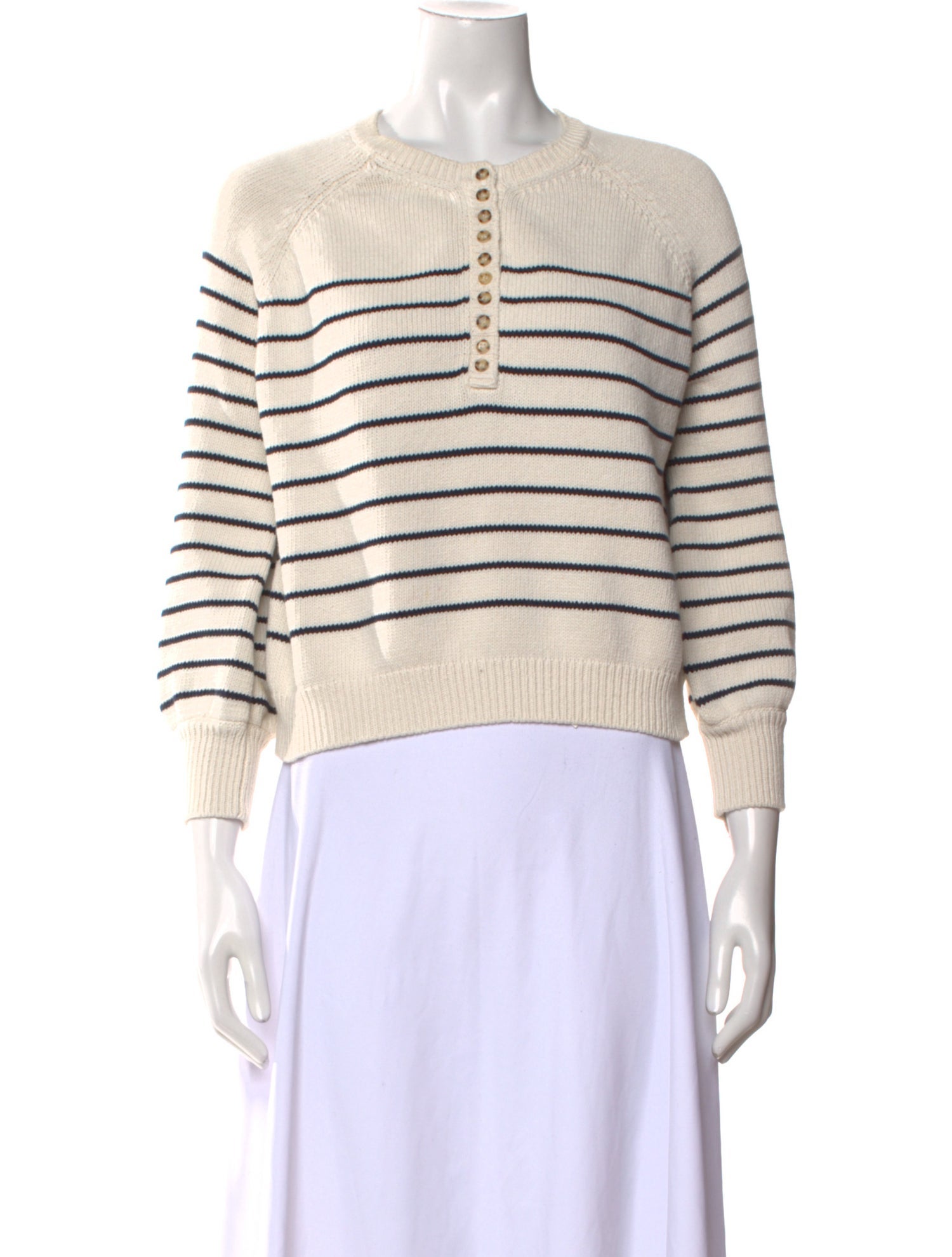 La Maille Sezane Striped Crew Neck Sweater