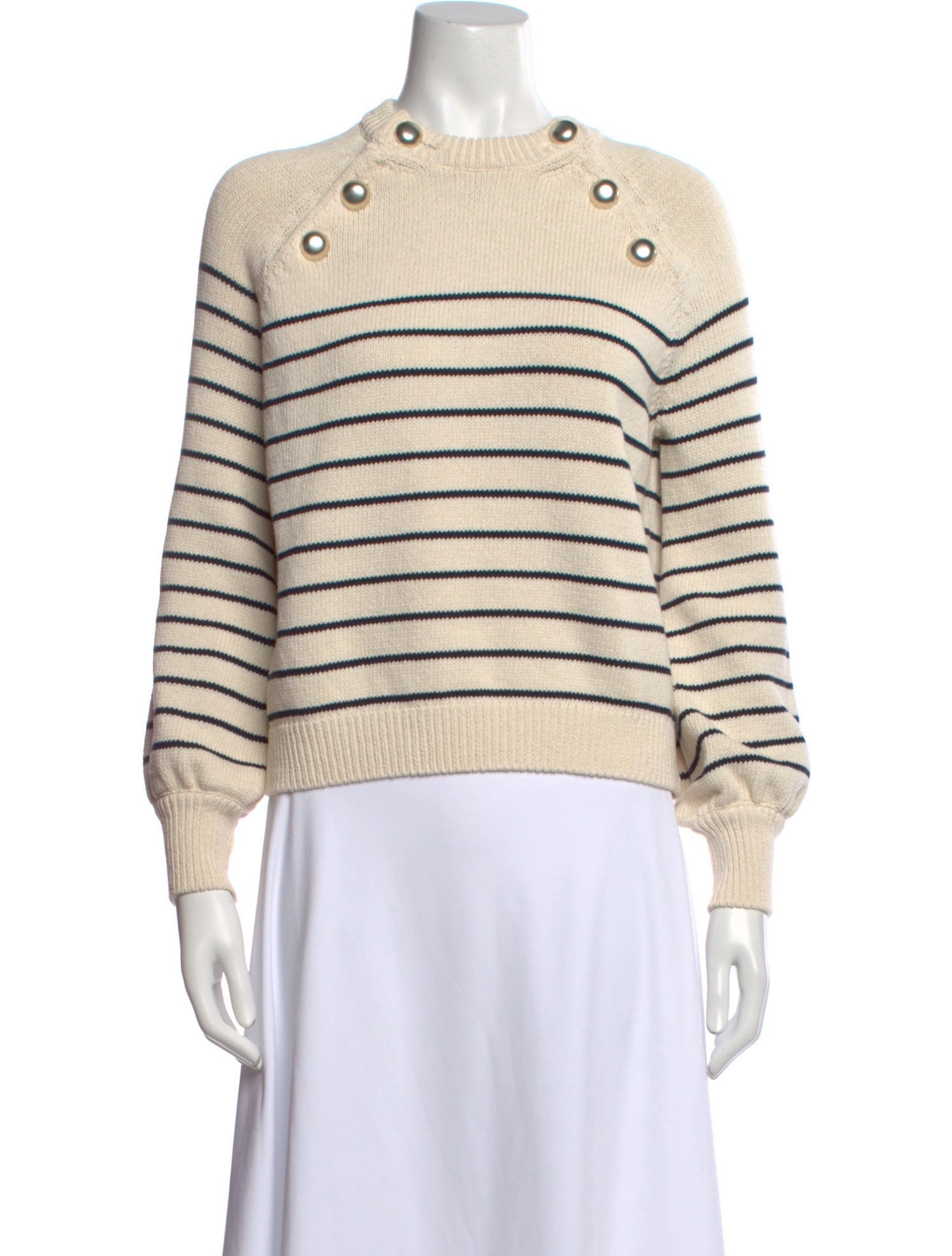 La Maille Sezane Striped Crew Neck Sweater