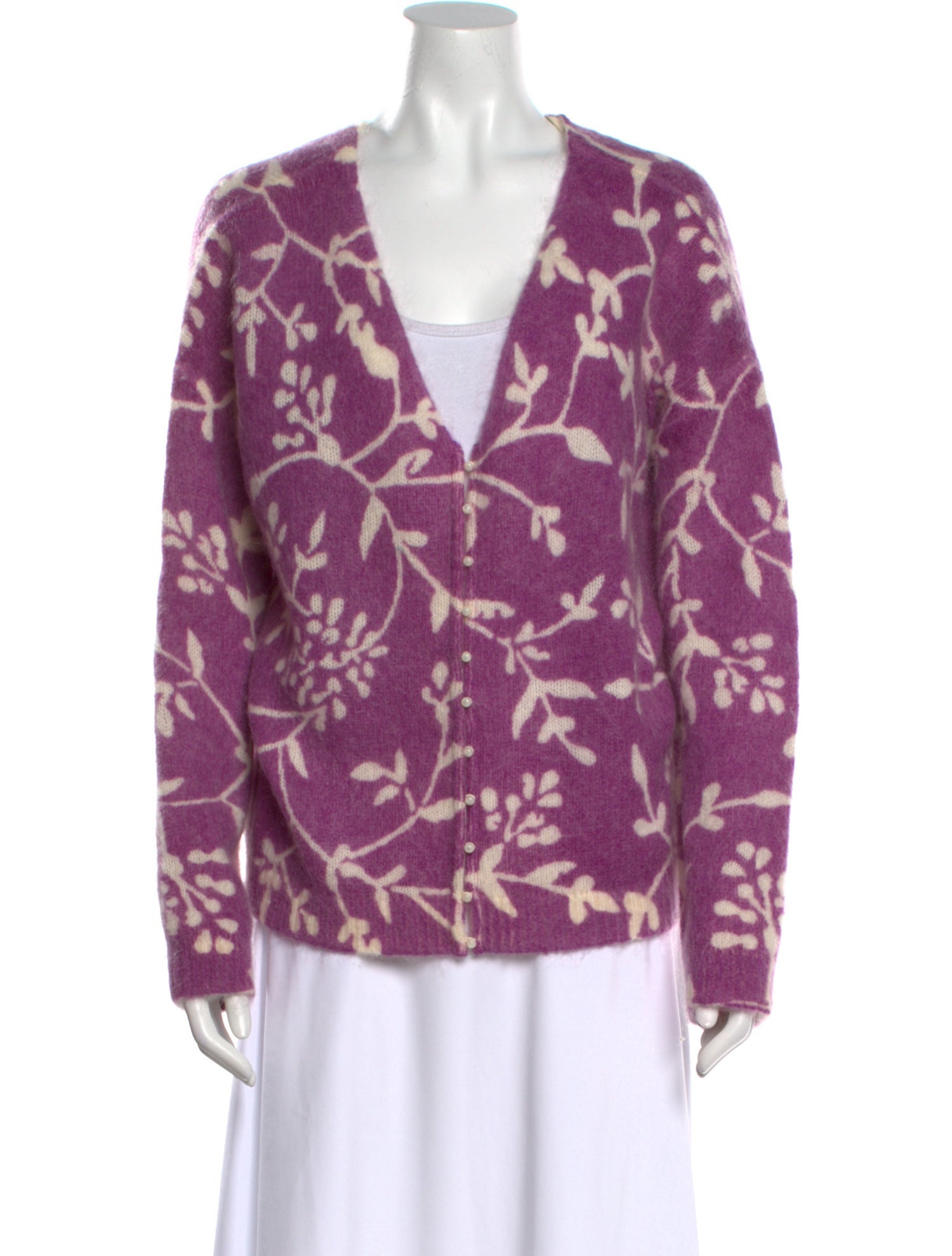 La Maille Sezane Printed V-Neck Sweater