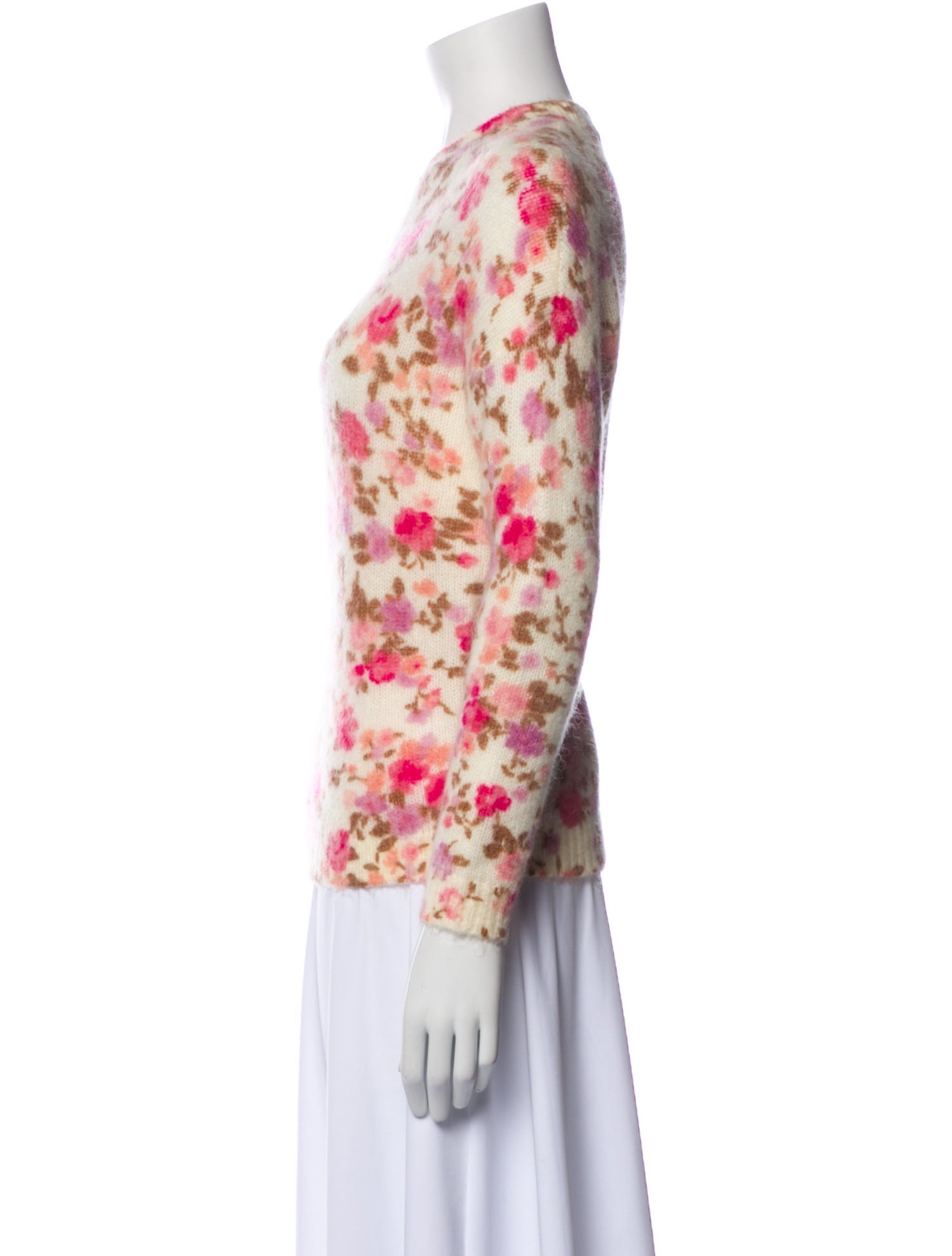 La Maille Sezane Floral Print Crew Neck Sweater