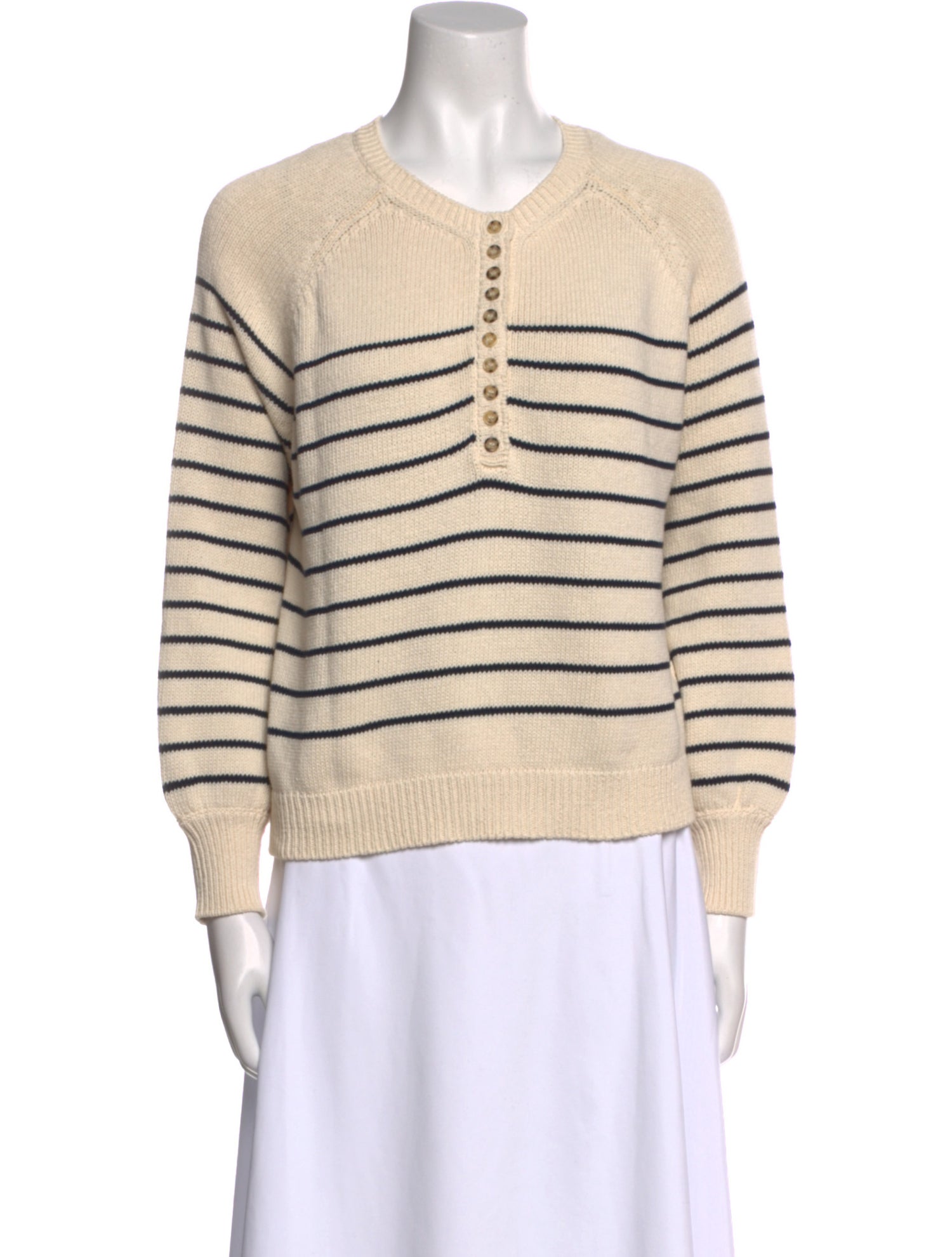 La Maille Sezane Striped Crew Neck Sweater