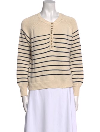 La Maille Sezane Striped Crew Neck Sweater