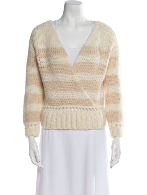 La Maille Sezane Striped V-Neck Sweater