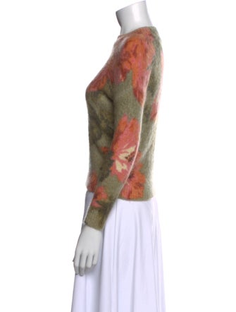 La Maille Sezane Floral Print Scoop Neck Sweater