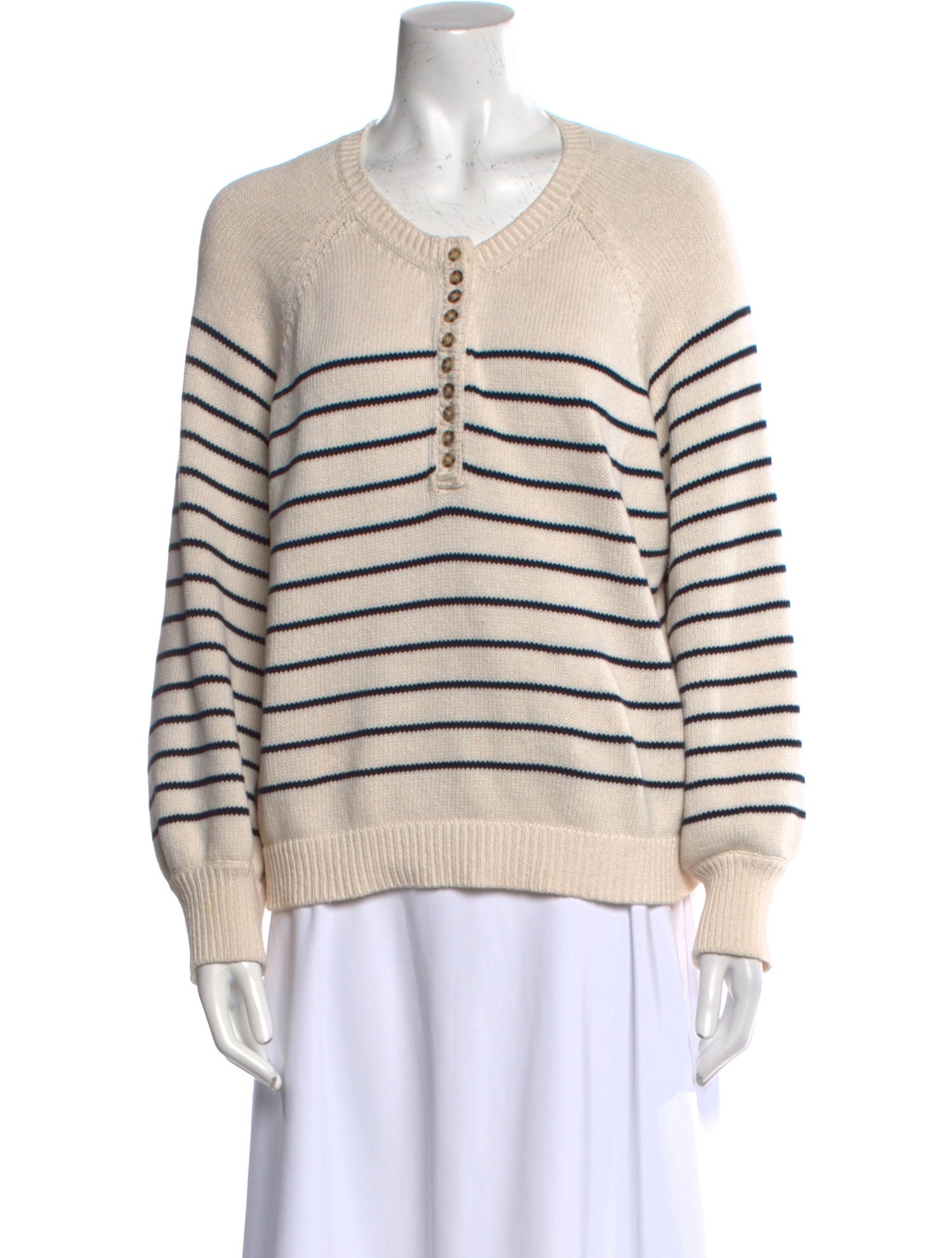 La Maille Sezane Striped Crew Neck Sweater