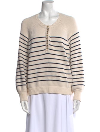 La Maille Sezane Striped Crew Neck Sweater