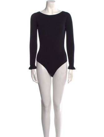 La Maille Sezane Scoop Neck Long Sleeve Bodysuit