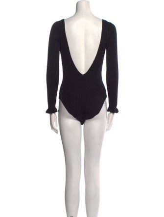 La Maille Sezane Scoop Neck Long Sleeve Bodysuit