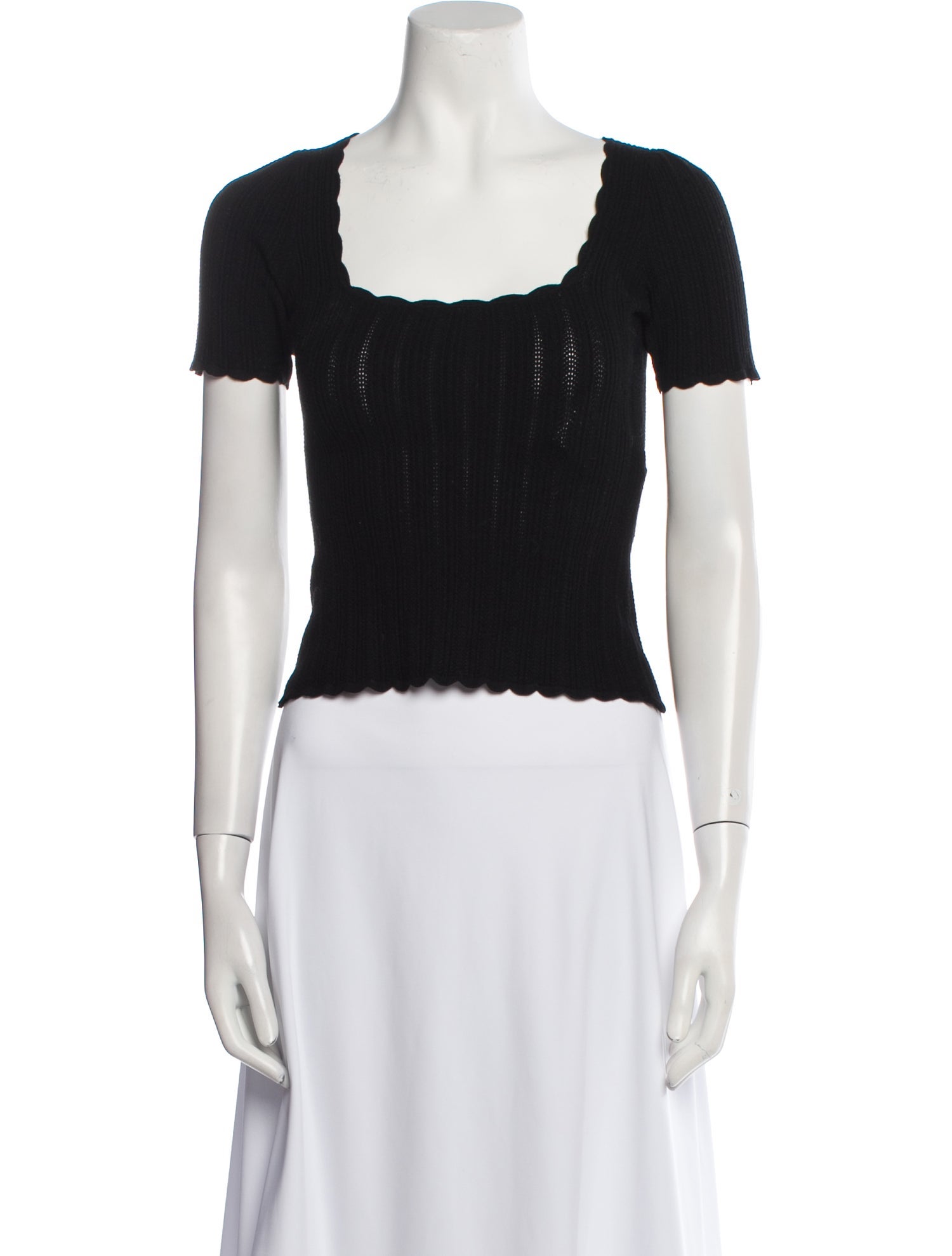 La Maille Sezane Square Neckline Short Sleeve Crop Top