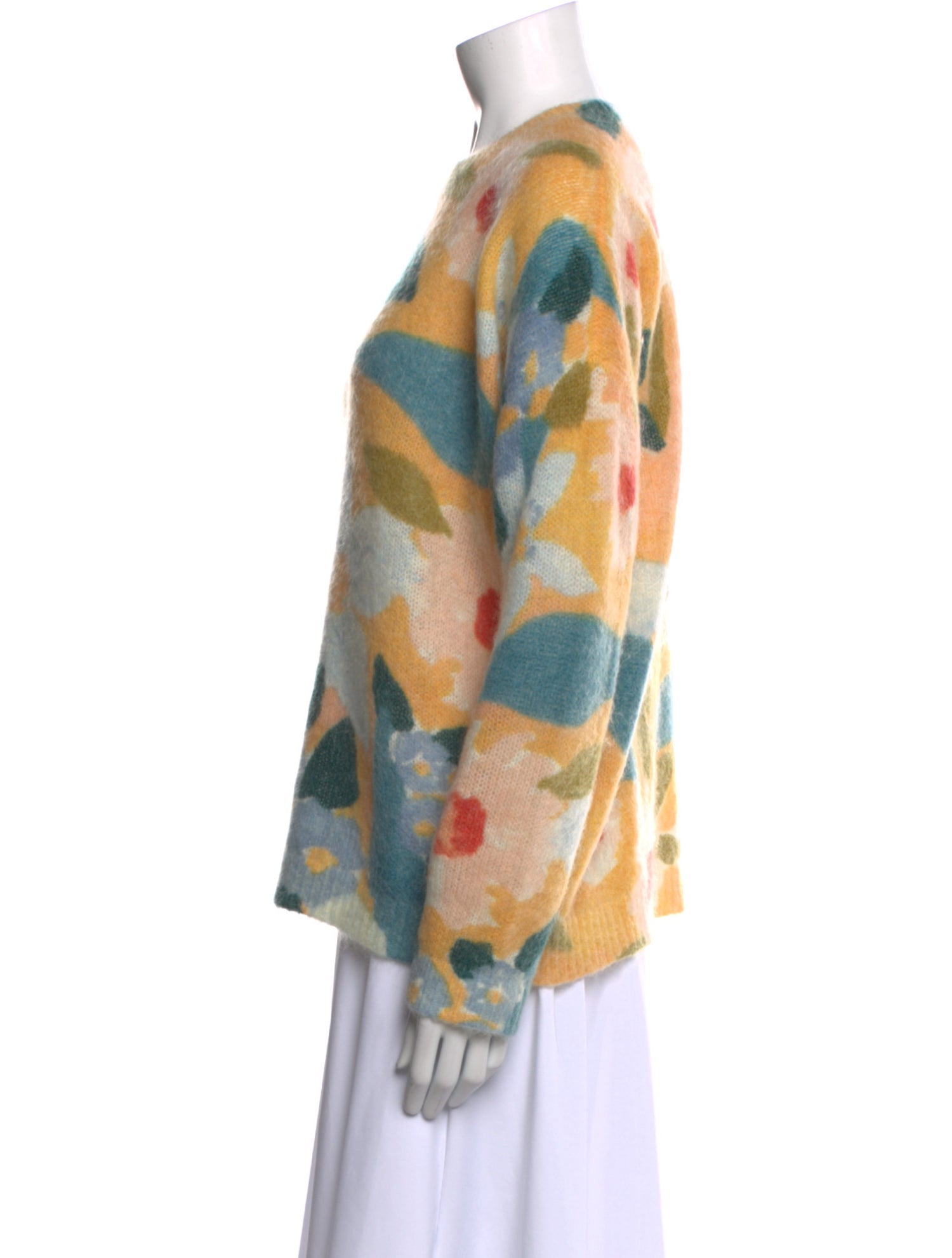 La Maille Sezane Floral Print Crew Neck Sweater