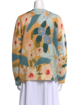 La Maille Sezane Floral Print Crew Neck Sweater