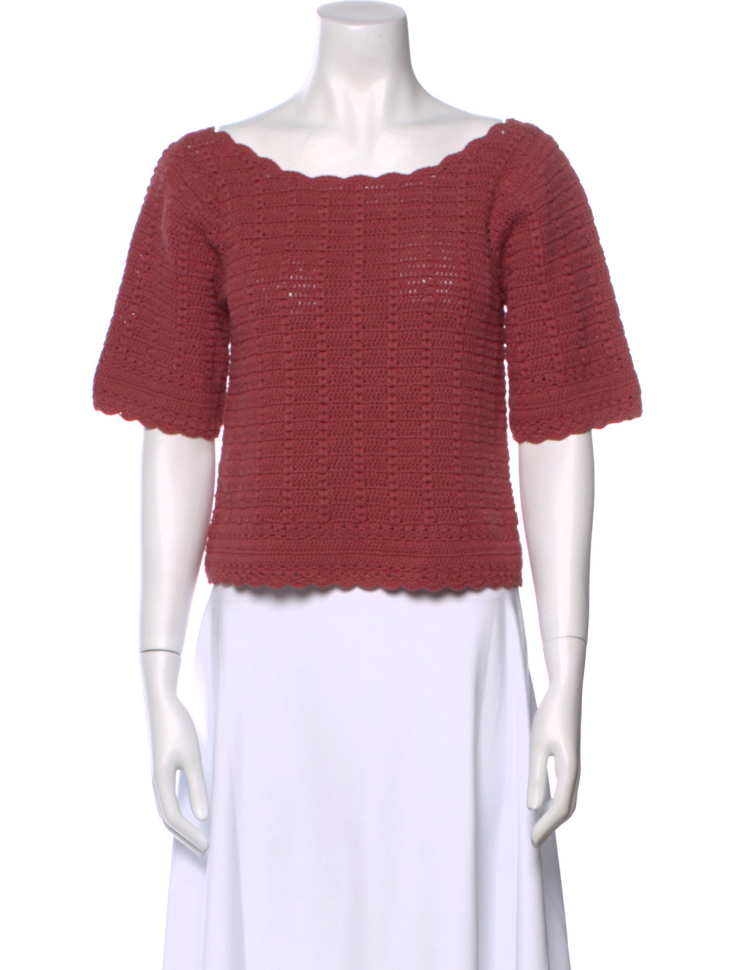 La Maille Sezane Scoop Neck Short Sleeve Crop Top