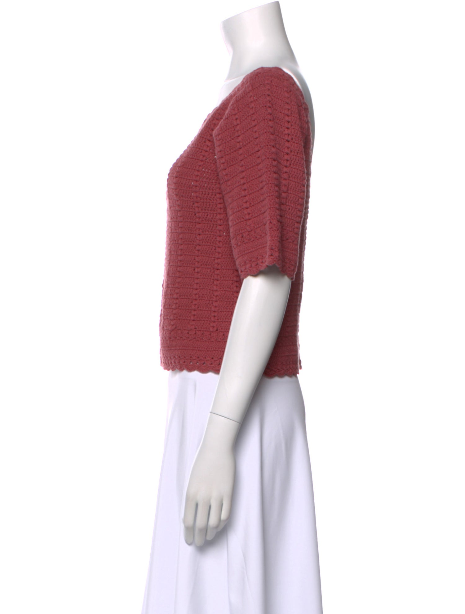 La Maille Sezane Scoop Neck Short Sleeve Crop Top