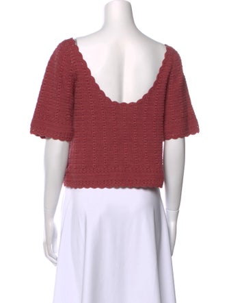 La Maille Sezane Scoop Neck Short Sleeve Crop Top