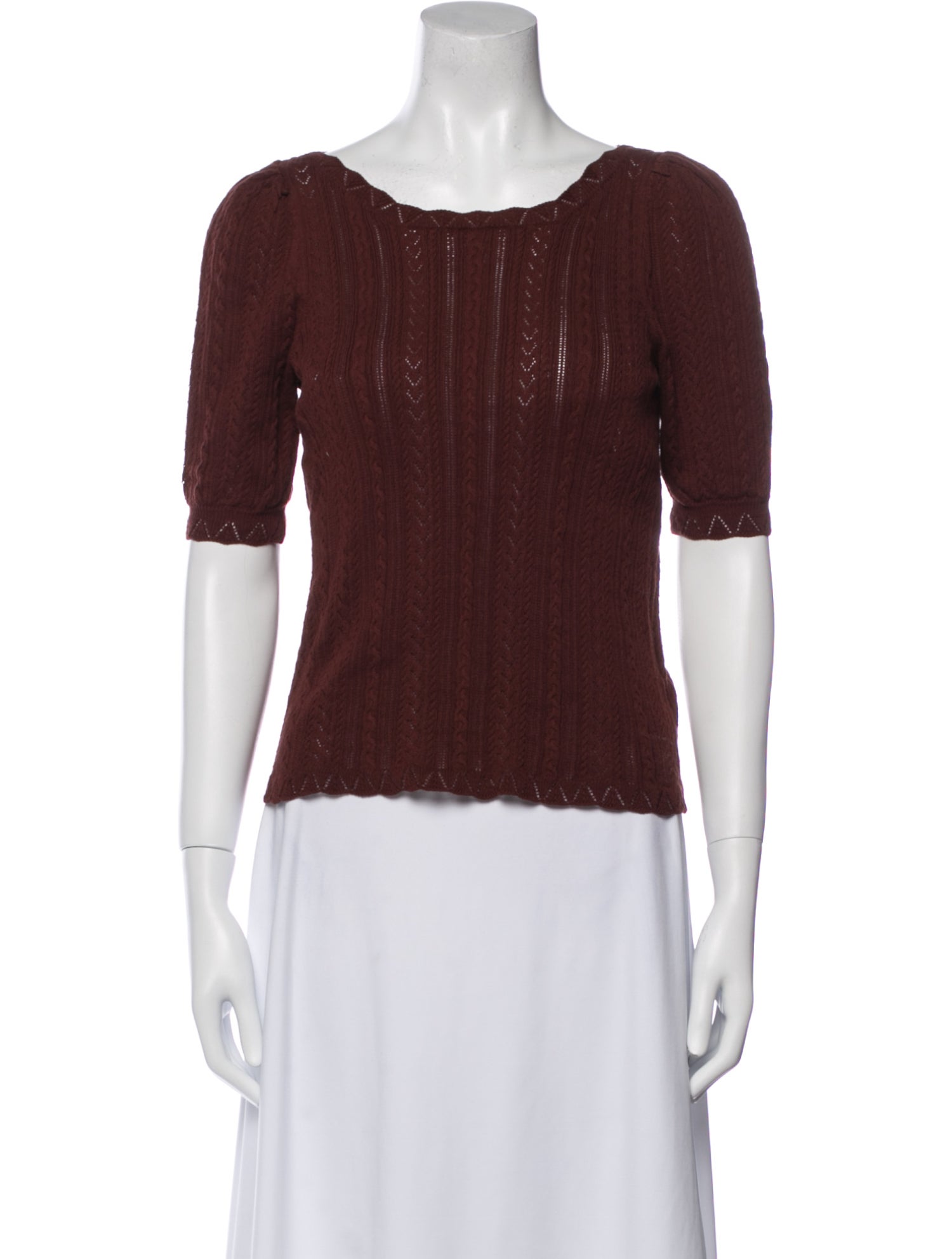 La Maille Sezane Bateau Neckline Short Sleeve Top