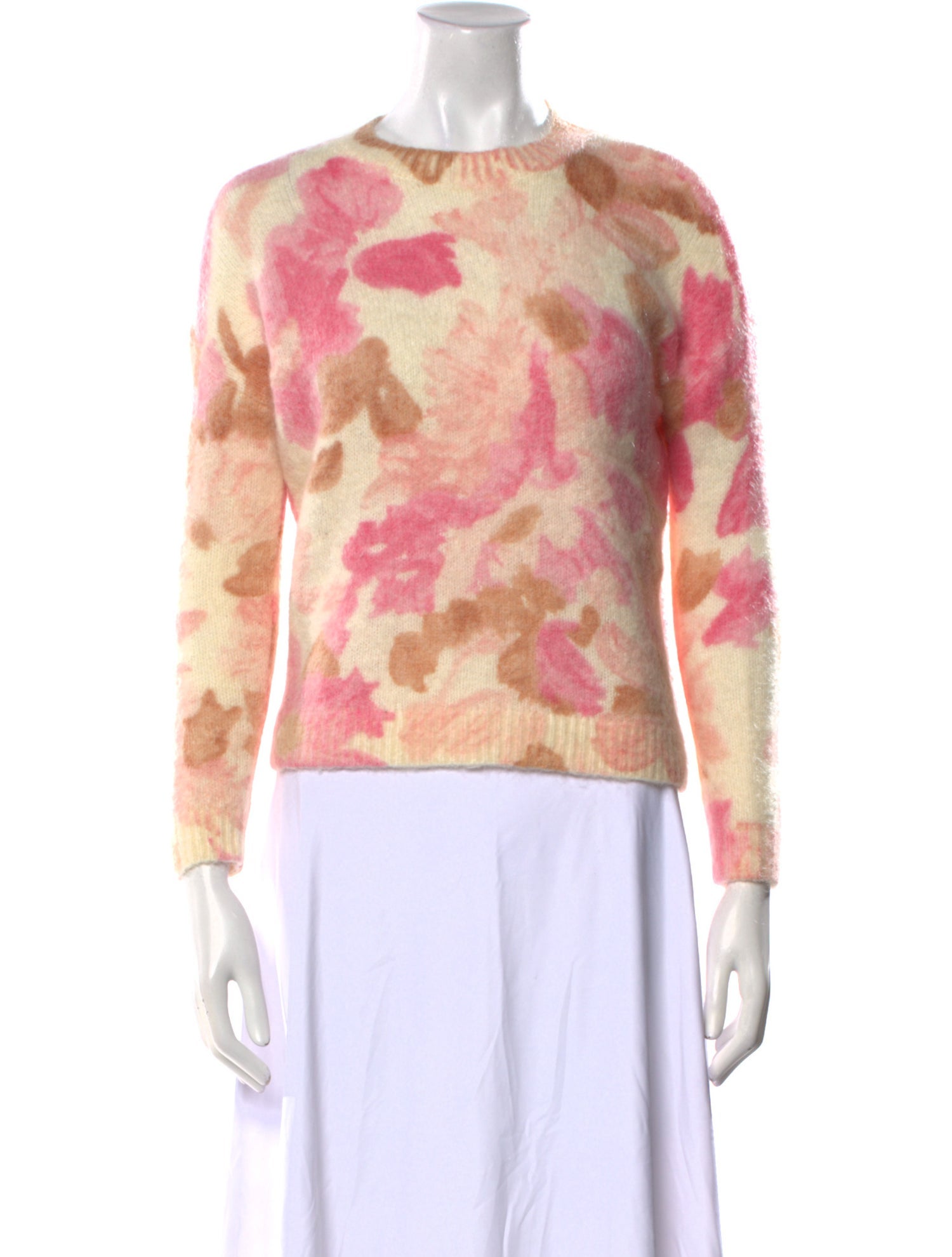 La Maille Sezane Floral Print Crew Neck Sweater