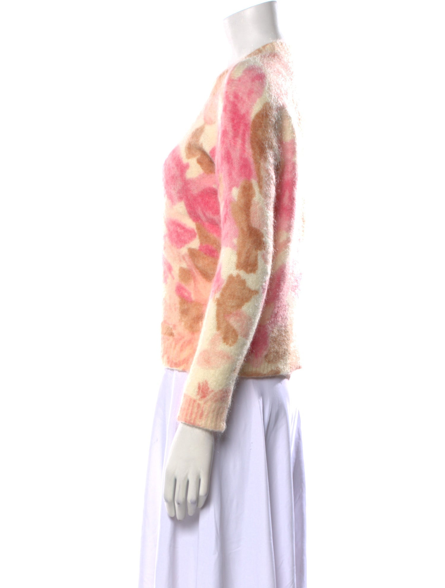 La Maille Sezane Floral Print Crew Neck Sweater