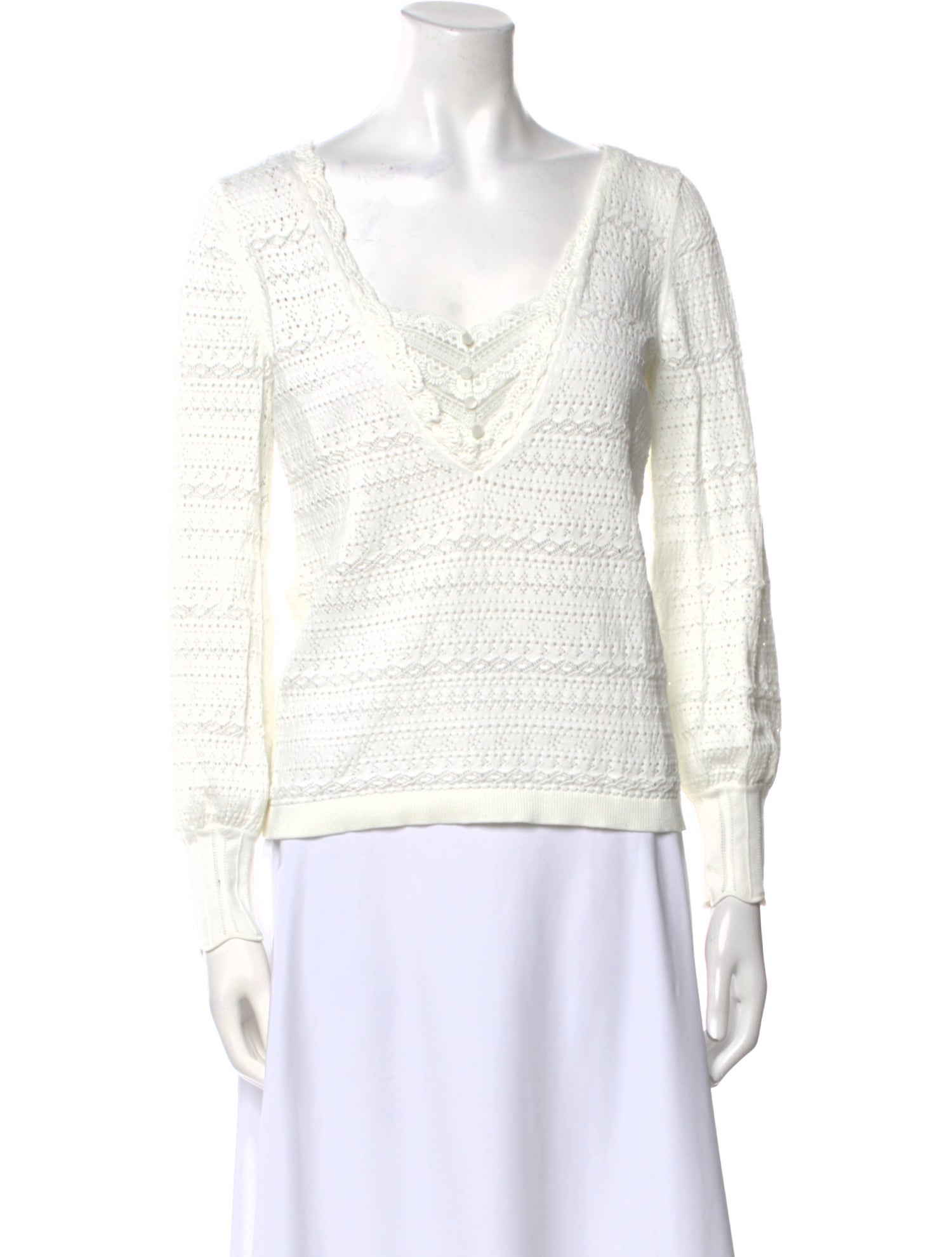 La Maille Sezane V-Neck Long Sleeve Top