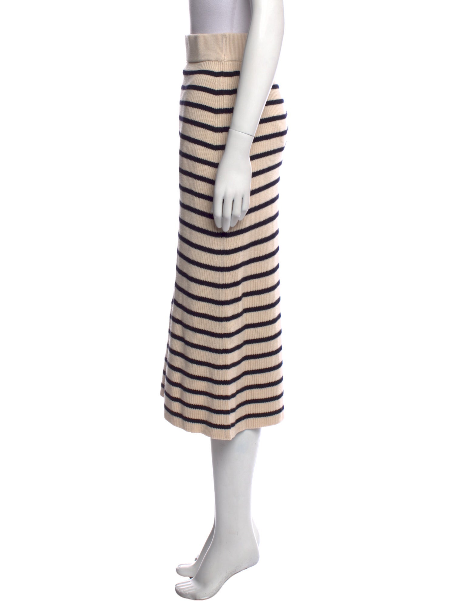 La Maille Sezane Striped Midi Length Skirt