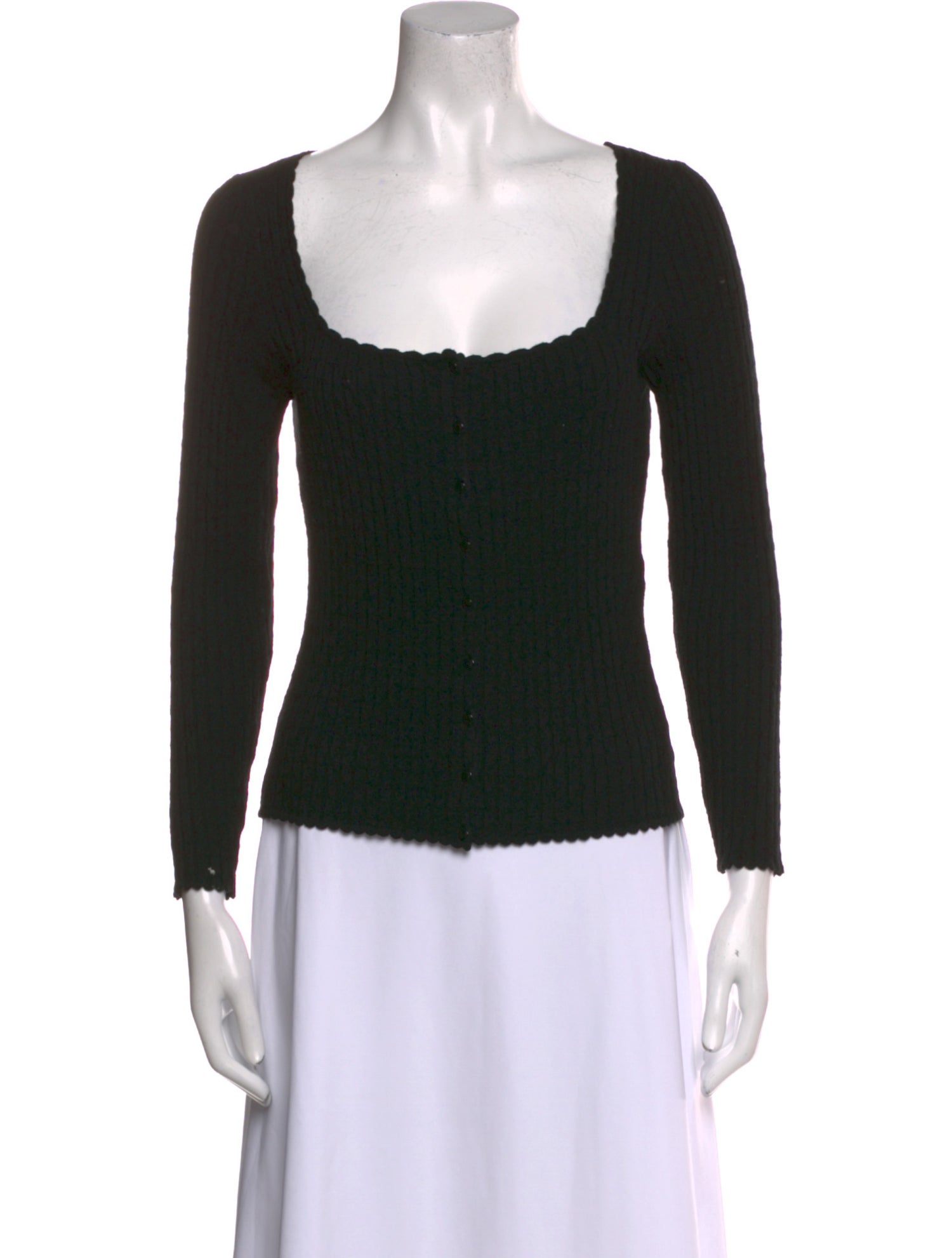 La Maille Sezane Square Neckline Three-Quarter Sleeve Top