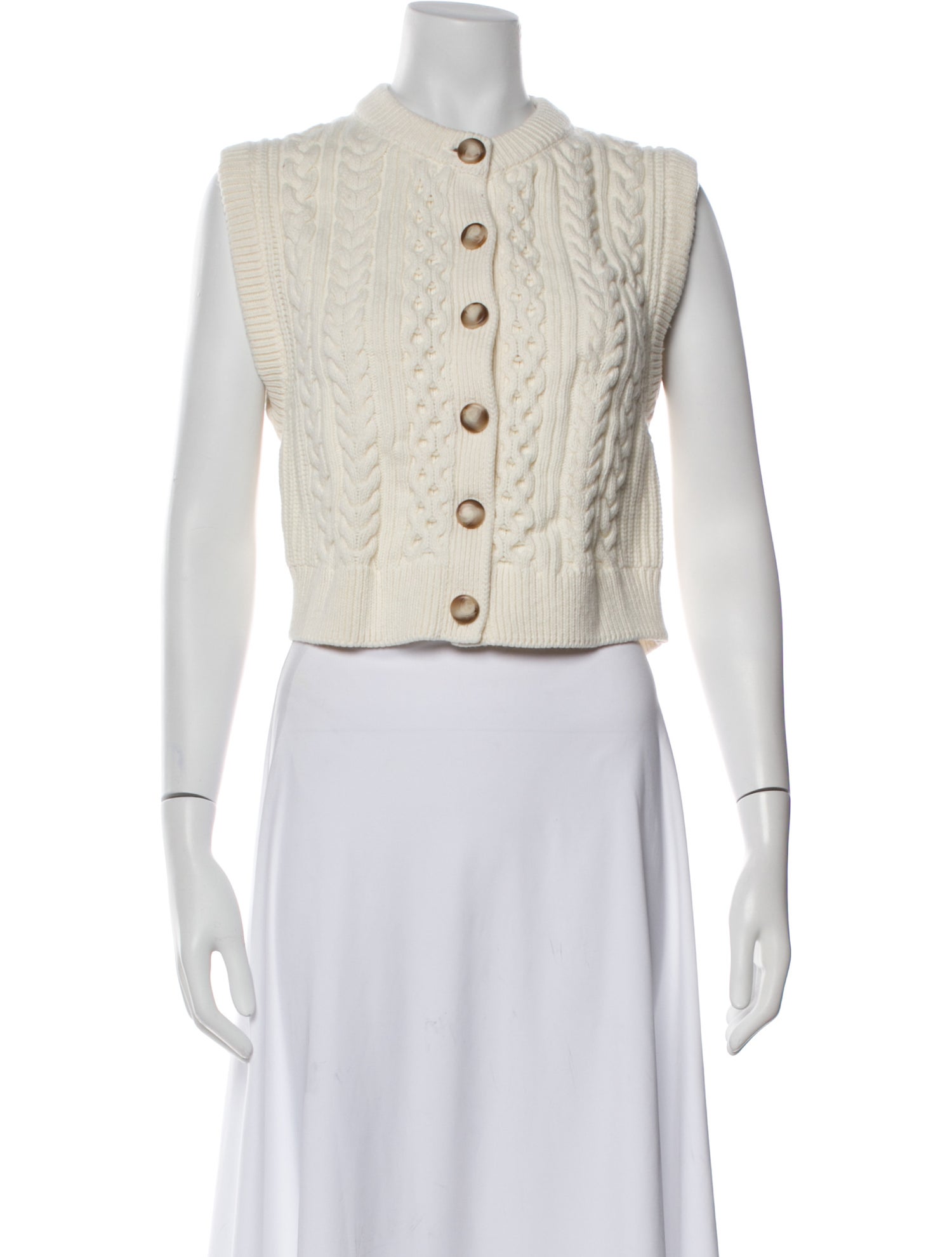 La Maille Sezane Mock Neck Sleeveless Crop Top