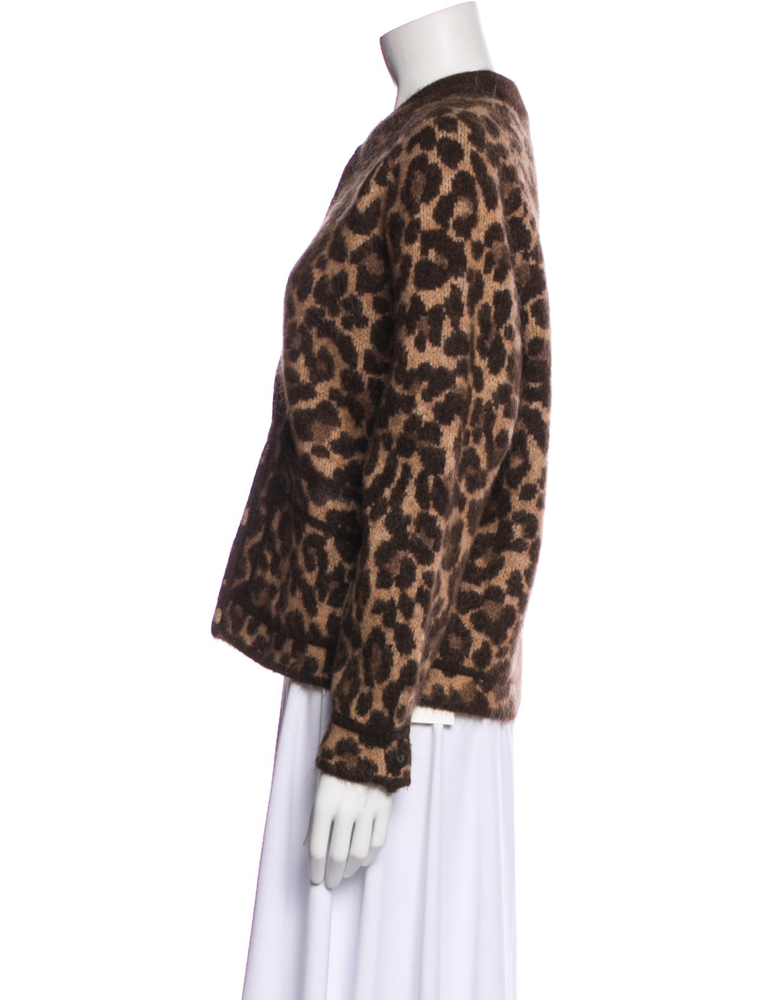 La Maille Sezane Kid Mohair Animal Print Faux Fur Jacket
