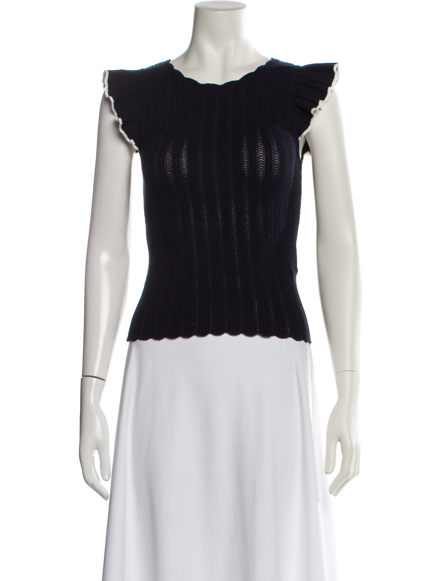 La Maille Sezane Crew Neck Sleeveless Top